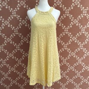 Betsey Johnson - Yellow Lace Swing Halter Dress - Size: 2